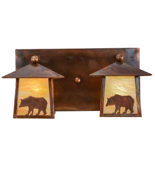 22"W Pine Tree And Bear 2 Lt Vanity Light