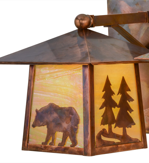 22"W Pine Tree And Bear 2 Lt Vanity Light