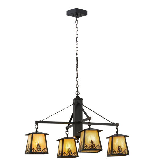 38"W Mountain Pine 4 Lt Chandelier