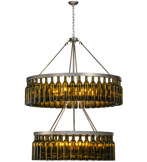 46"W Tuscan Vineyard Estate 80 Wine Bottle Two Tier Chandelier