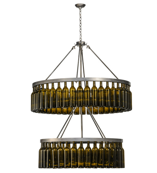 46"W Tuscan Vineyard Estate 80 Wine Bottle Two Tier Chandelier