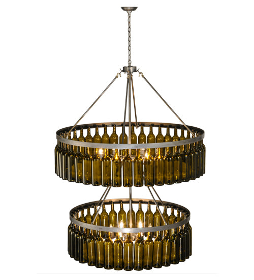 46"W Tuscan Vineyard Estate 80 Wine Bottle Two Tier Chandelier