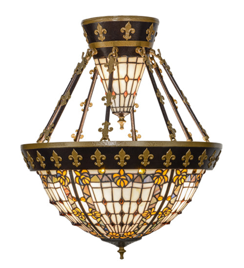 19"W Fleur-De-Lis Semi-Flushmount