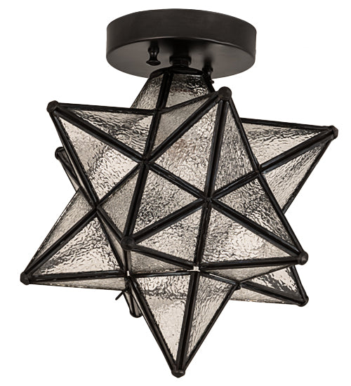 12"W Moravian Star Clear Seedy Flushmount