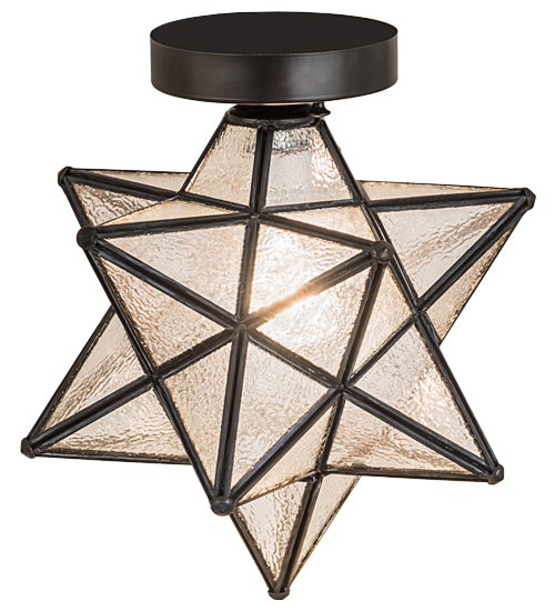 12"W Moravian Star Clear Seedy Flushmount