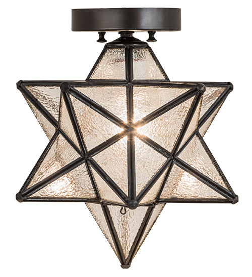 12"W Moravian Star Clear Seedy Flushmount