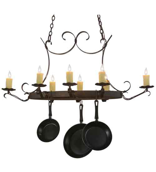 51" Long Handforged Oval 8 Light Pot Rack