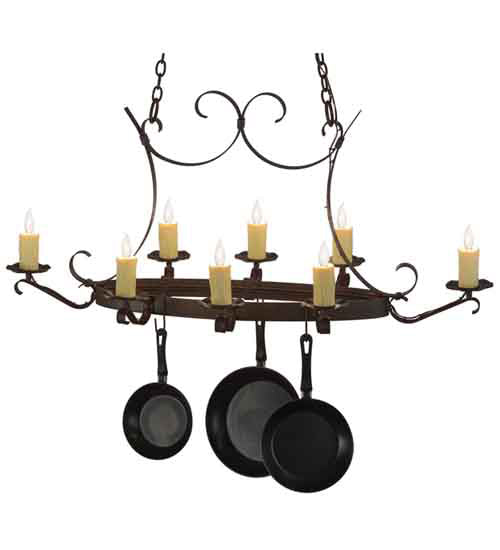 51" Long Handforged Oval 8 Light Pot Rack