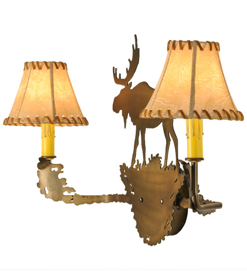 27" Wide Lone Moose 2 Light Wall Sconce