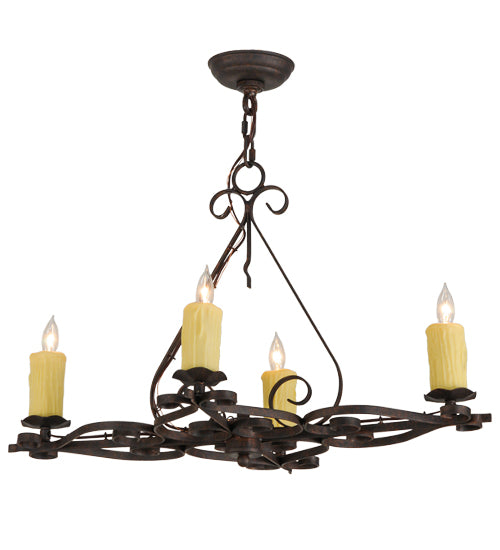 28" Long Elianna 4 Lt Oblong Chandelier