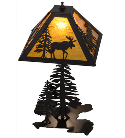 21" High Lone Moose W/Lighted Base Table Lamp