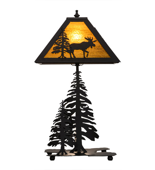 21" High Lone Moose W/Lighted Base Table Lamp