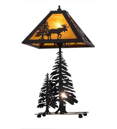 21" High Lone Moose W/Lighted Base Table Lamp