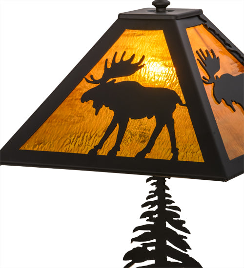 21"H Moose Through The Trees W/Lighted Base Table Lamp