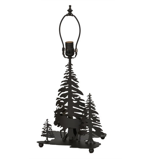 21"H Moose Through The Trees W/Lighted Base Table Lamp