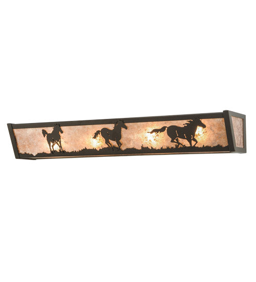 30" Wide Running Horses Vanity Light