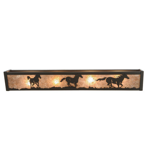 30" Wide Running Horses Vanity Light