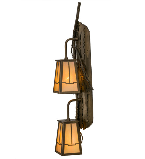 7.5"W Pine Branch Valley View 2 Lt Wall Sconce