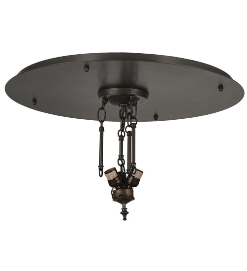 24"W Timeless Bronze 3 Lt Flushmount Hardware