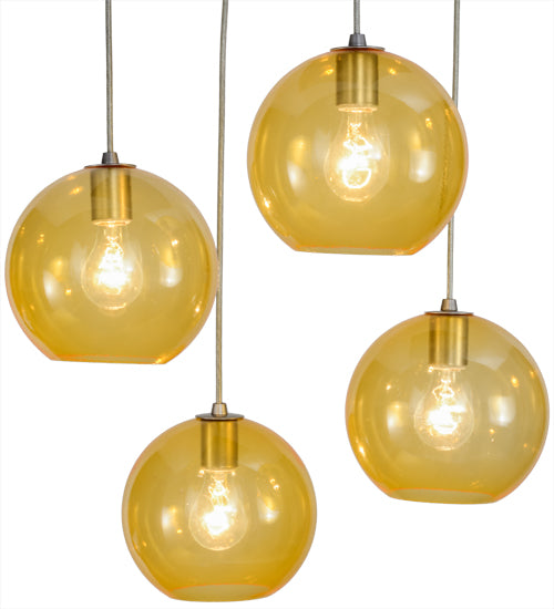 20"Sq Bola Amber 4 Lt Cascading Pendant