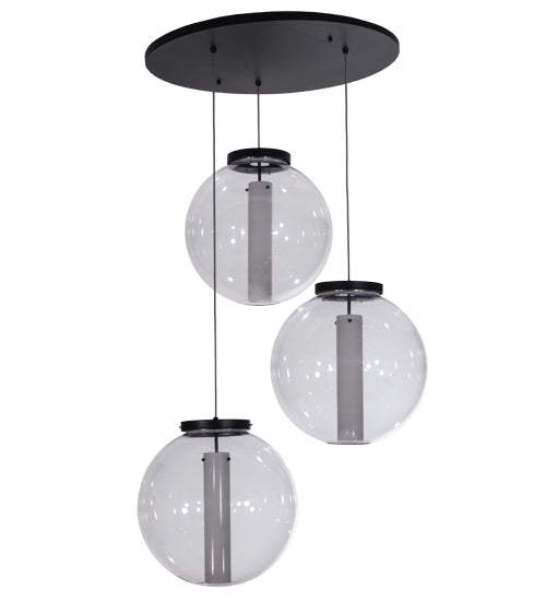 34"W Bola Cilindro 3 Lt Cascading Pendant