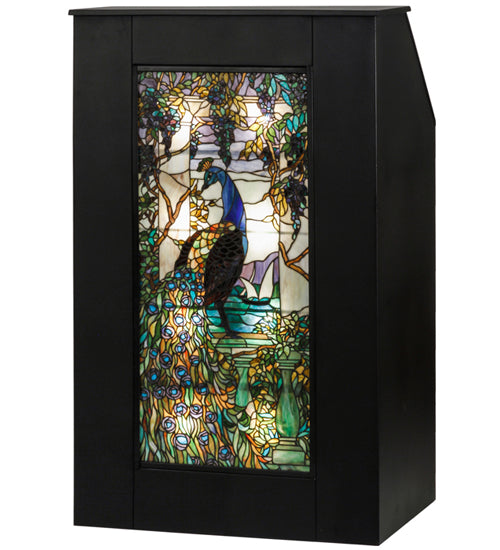 52" High Tiffany Peacock Wisteria Lighted Podium