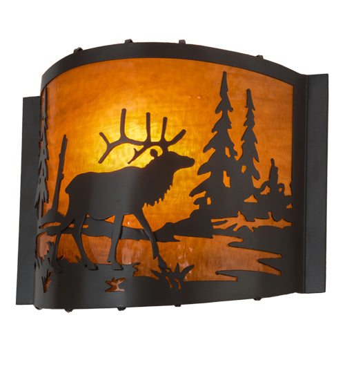 12"W Elk At Lake Wall Sconce