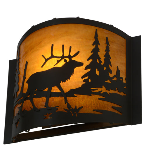 12"W Elk At Lake Wall Sconce