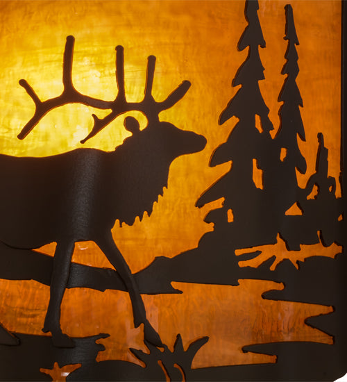 12"W Elk At Lake Wall Sconce