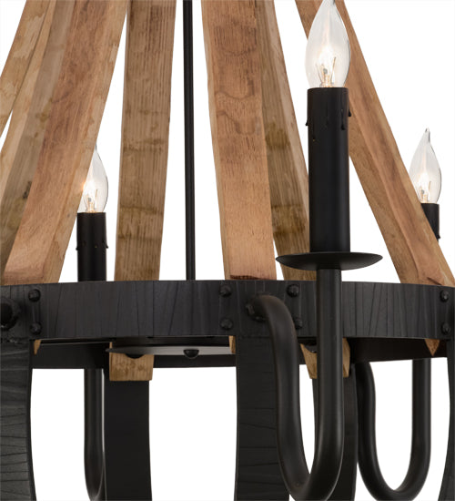 43"W Barrel Stave Madera 8 Lt Chandelier