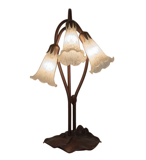 16" High White Tiffany Pond Lily 3 Lt Accent Lamp