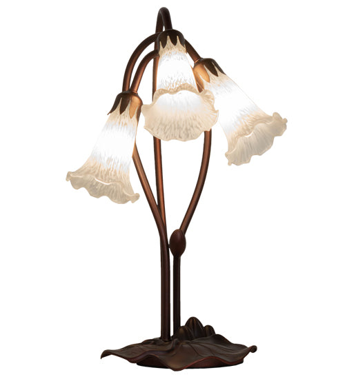 16" High White Tiffany Pond Lily 3 Lt Accent Lamp