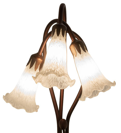 16" High White Tiffany Pond Lily 3 Lt Accent Lamp