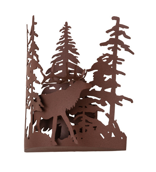 11"W Elk Through The Trees Wall Sconce