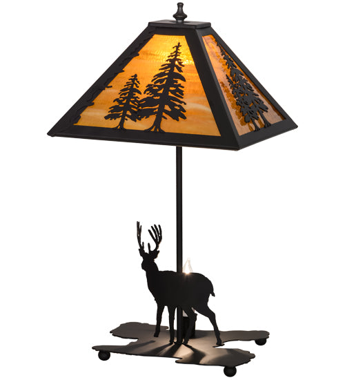 21"H Lone Buck W/Lighted Base Table Lamp