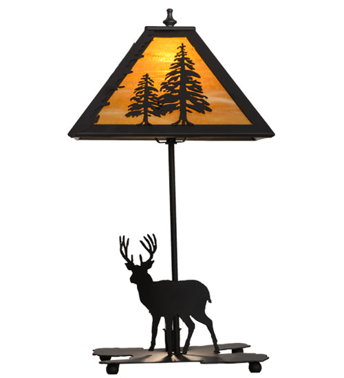 21"H Lone Buck W/Lighted Base Table Lamp