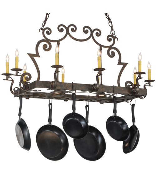 48" Long Tourelle 12 Light Pot Rack