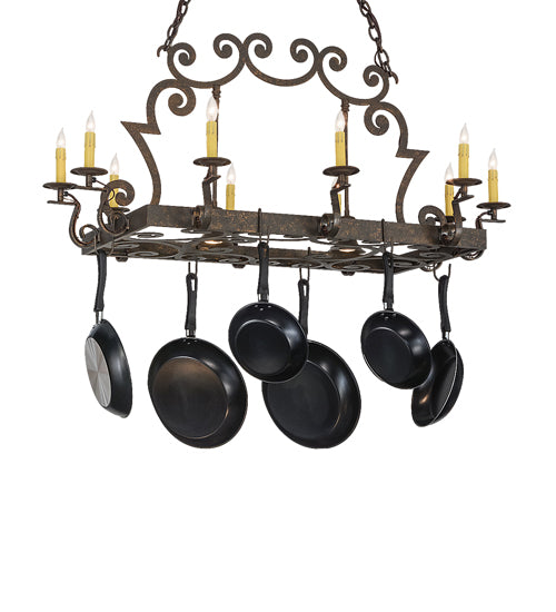 48" Long Tourelle 12 Light Pot Rack