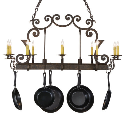 48" Long Tourelle 12 Light Pot Rack