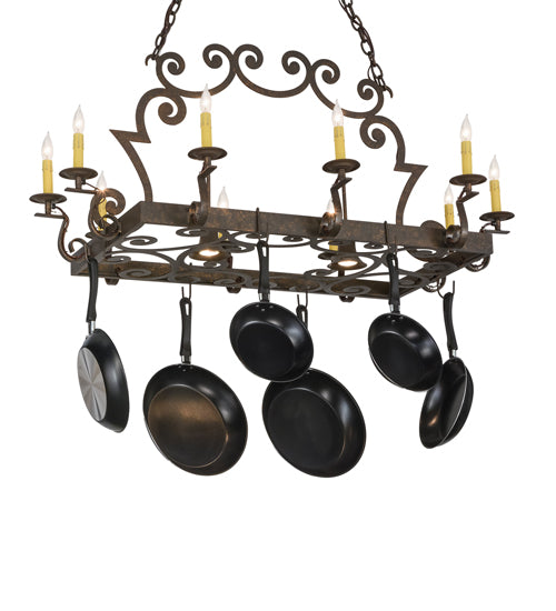 48" Long Tourelle 12 Light Pot Rack