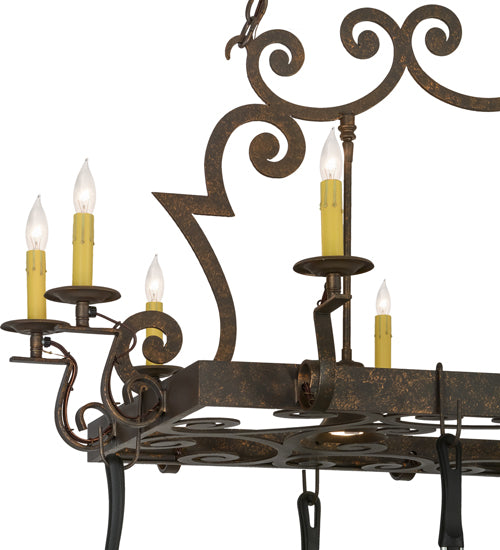 48" Long Tourelle 12 Light Pot Rack