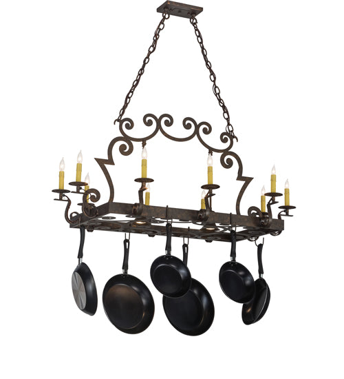 48" Long Tourelle 12 Light Pot Rack