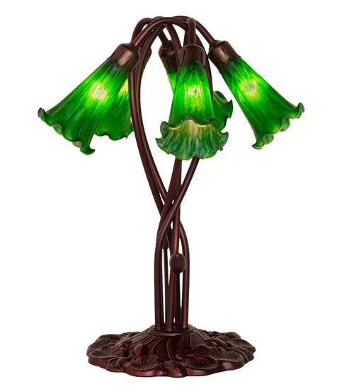 17" High Green Tiffany Pond Lily 5 Lt Accent Lamp