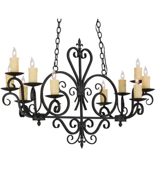 42" Long Kenneth 10 Light Oblong Chandelier