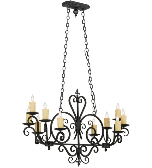 42" Long Kenneth 10 Light Oblong Chandelier