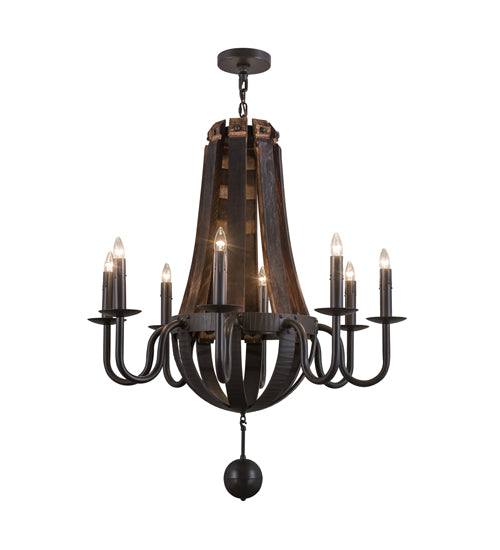 36" Wide Barrel Stave Madera 8 Light Chandelier