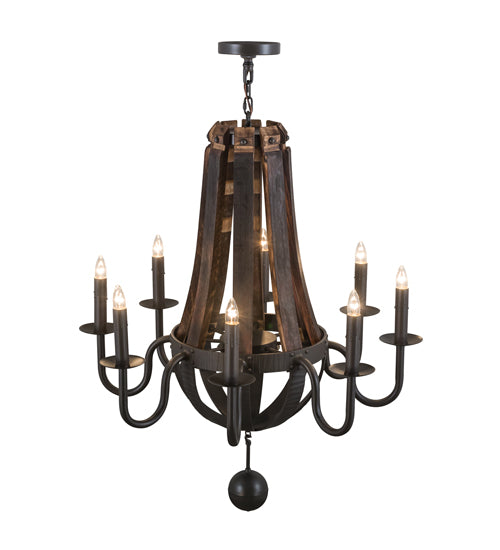 36" Wide Barrel Stave Madera 8 Light Chandelier