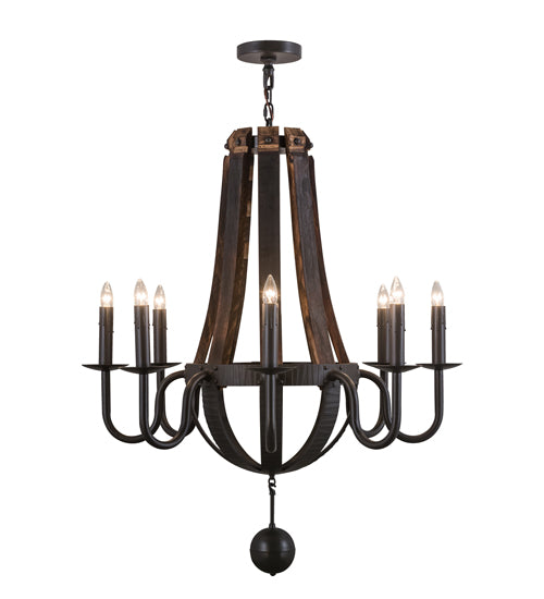 36" Wide Barrel Stave Madera 8 Light Chandelier