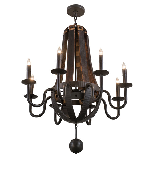 36" Wide Barrel Stave Madera 8 Light Chandelier