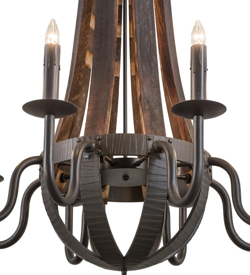 36" Wide Barrel Stave Madera 8 Light Chandelier